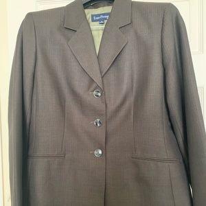 Evan Picone 2 pc Dark Brown pin stripe Size 14